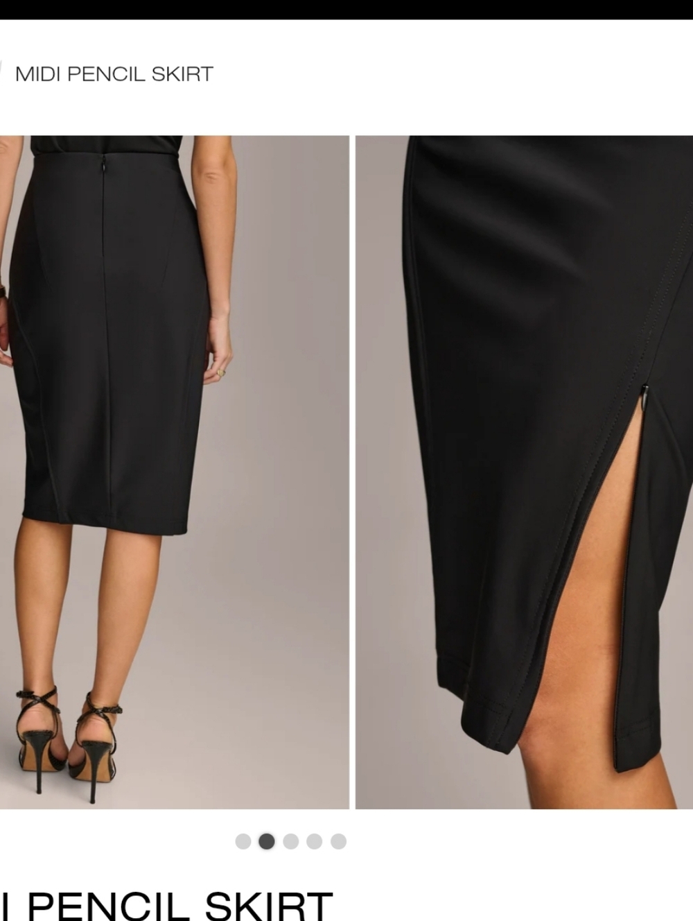 Donna Karan Black Midi Pencil Skirt with Side Slit